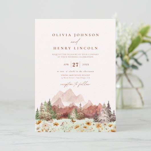 Rustieke Bruiloft Berg Wildflower QR Code Kaart (Staand voorkant)