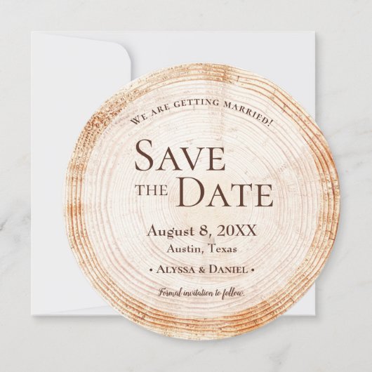 Rustieke bruiloft Bewaar de datumfoto Wood Tree Ba Kaart (Voorkant)