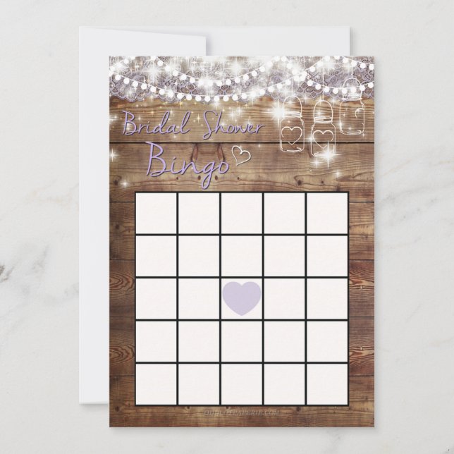 Rustieke Bruiloft Bingo Game (Voorkant)