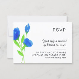Rustieke bruiloft Blauwe wilde bloemen eenvoudige  RSVP Kaartje