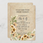 Rustieke Bruiloft Bloemen Kaart Invitation (Voorkant / Achterkant)