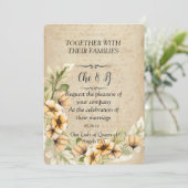 Rustieke Bruiloft Bloemen Kaart Invitation (Staand voorkant)