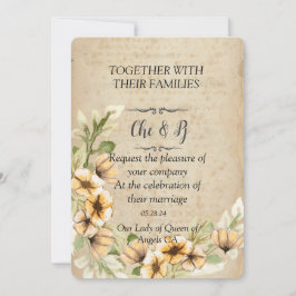 Rustieke Bruiloft Bloemen Kaart Invitation
