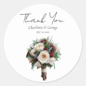 Rustieke bruiloft boeket bloem bruiloft gunsten ronde sticker (Voorkant)
