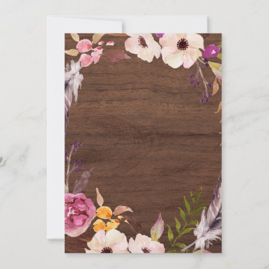 Rustieke bruiloft Boho Uitnodiging (Achterkant)