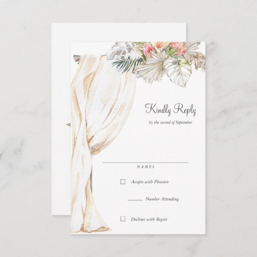 Rustieke bruiloft boog RSVP antwoord (Voorkant / Achterkant)