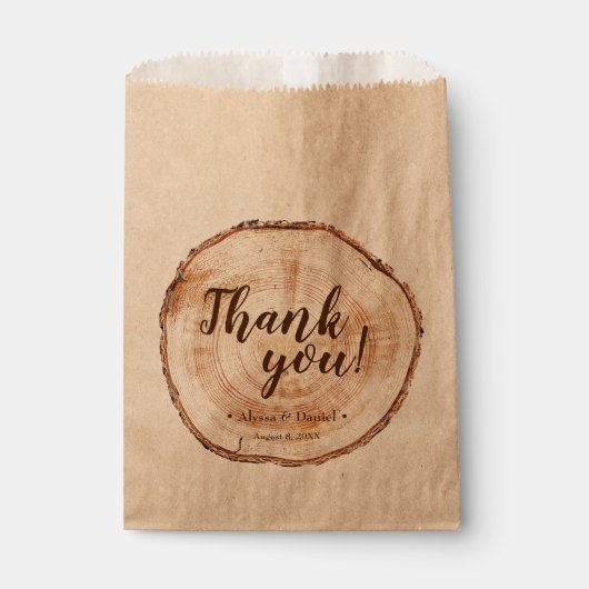 Rustieke bruiloft boom ringen Script namen Dank u Bedankzakje (Voorkant)