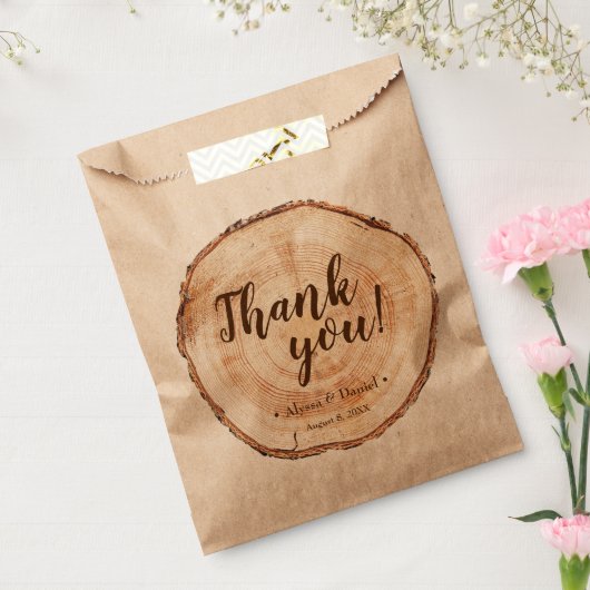 Rustieke bruiloft boom ringen Script namen Dank u Bedankzakje (Gezegeld)