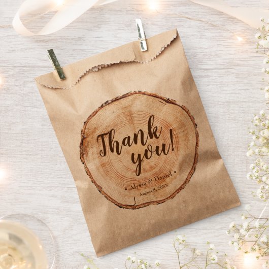 Rustieke bruiloft boom ringen Script namen Dank u Bedankzakje (Geknipt)