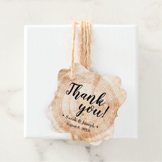 Rustieke bruiloft boom schors dank U Bedankjes Labels (In situ)