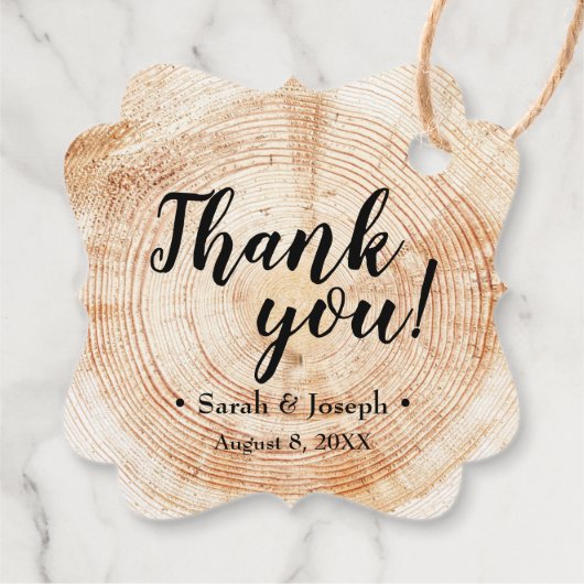 Rustieke bruiloft boom schors dank U Bedankjes Labels (Achterkant)