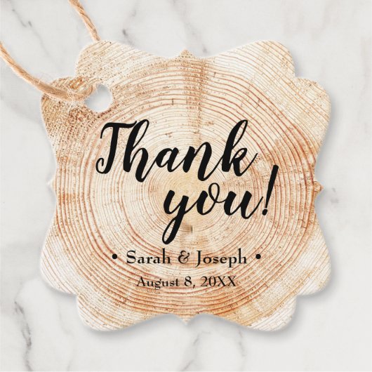 Rustieke bruiloft boom schors dank U Bedankjes Labels (Voorkant)