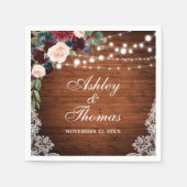 Rustieke bruiloft Bourgondië Blauw Bloemen Kant Servet (Voorkant)