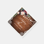 Rustieke bruiloft Bourgondië Blauw Bloemen Kant Servet (Hoek)