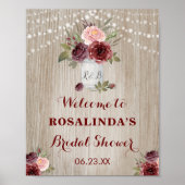 Rustieke Bruiloft Bridal Shower Rood Bloemstuk Hou Poster (Voorkant)