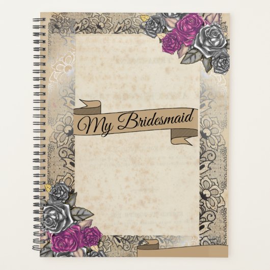Rustieke bruiloft bruidsmeisje cadeau idee planner (Voorkant)