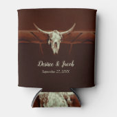 Rustieke Bruiloft Bruin Western Bull Skull Land Blikjeskoeler (Voorkant)