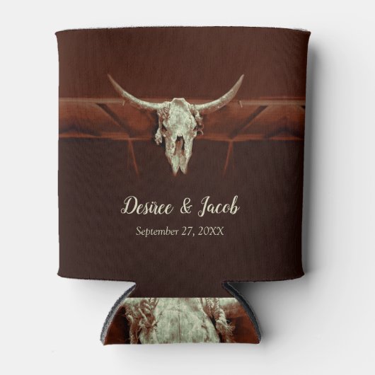 Rustieke Bruiloft Bruin Western Bull Skull Land Blikjeskoeler (Voorkant)