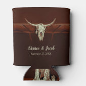 Rustieke Bruiloft Bruin Western Bull Skull Land Blikjeskoeler (Achterkant)
