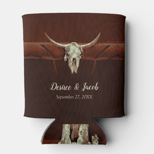 Rustieke Bruiloft Bruin Western Bull Skull Land Blikjeskoeler (Achterkant)