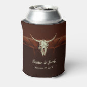 Rustieke Bruiloft Bruin Western Bull Skull Land Blikjeskoeler (Blikje Achterkant)