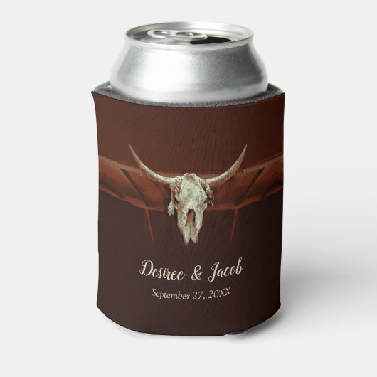 Rustieke Bruiloft Bruin Western Bull Skull Land Blikjeskoeler (Blikje Achterkant)