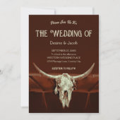 Rustieke Bruiloft Bruin Western Bull Skull Land Kaart (Voorkant)