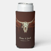 Rustieke Bruiloft Bruin Western Bull Skull Land Seltzer Blikjeskoeler (Seltzer Achterkant)