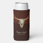 Rustieke Bruiloft Bruin Western Bull Skull Land Seltzer Blikjeskoeler (Seltzer Voorkant)