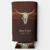 Rustieke Bruiloft Bruin Western Bull Skull Land Seltzer Blikjeskoeler (Voorkant)