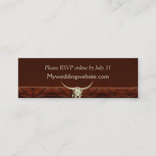 Rustieke bruiloft Bull Skull Mini Visitekaartje (Voorkant)
