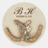 rustieke bruiloft burlap hoefijzers stickers (Voorkant)