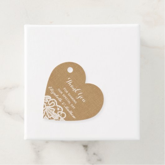 Rustieke bruiloft burlap kant dank u bedankjes labels (In situ)