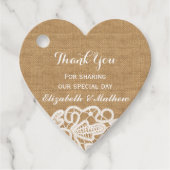 Rustieke bruiloft burlap kant dank u bedankjes labels (Voorkant)