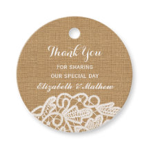 Rustieke bruiloft burlap kant dank u