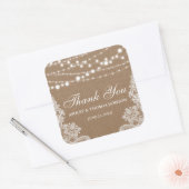 Rustieke bruiloft burlap string lampjes kant dank vierkante sticker (Envelop)