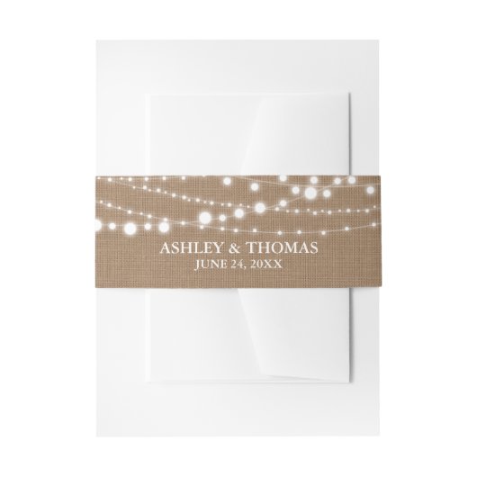 Rustieke bruiloft Burlap String Lights Uitnodigingen Wikkel (Voorkant Voorbeeld)