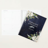 Rustieke bruiloft chique bloemenmarine blauw planner (Display)
