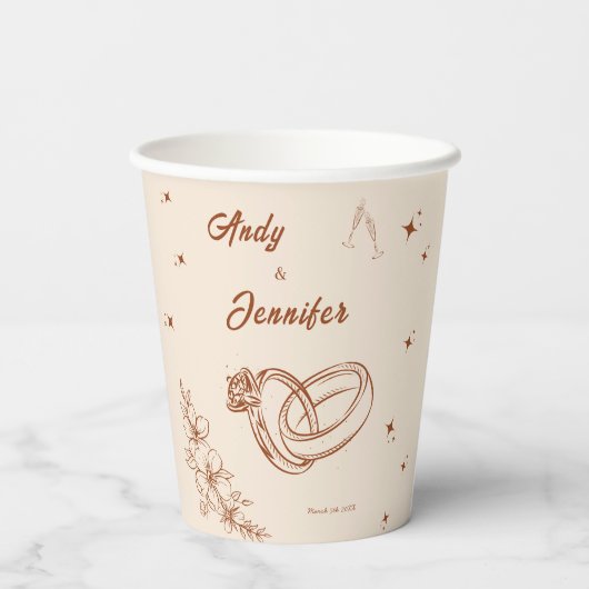 Rustieke Bruiloft Coffee Bruidsshower Papieren bek Papieren Bekers (Achterkant)