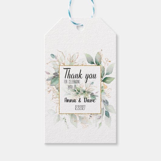 Rustieke bruiloft Custom Botanische bruiloft Favor Cadeaulabel (Voorkant)