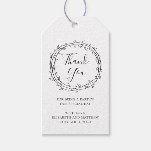 Rustieke bruiloft dank u. Eenvoudig botanisch land Cadeaulabel (Voorkant)