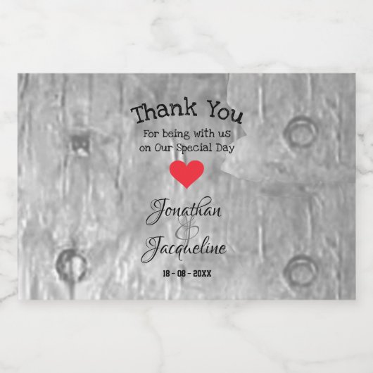 Rustieke bruiloft dank u geschenk script namen min likeurfles etiket (Enkel label)