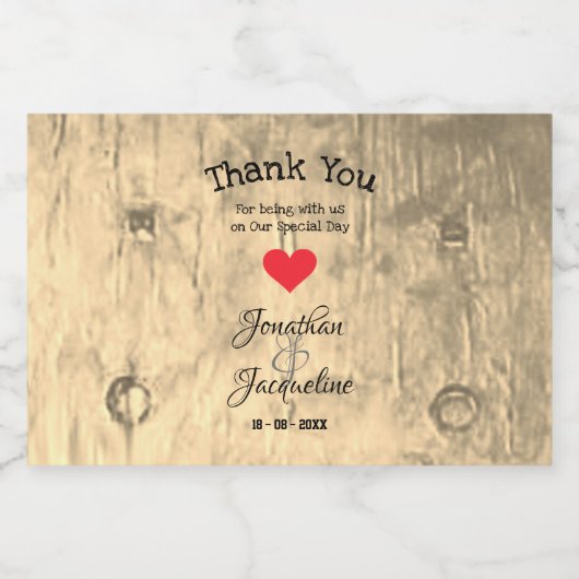 Rustieke bruiloft dank u gunsten script chique min likeurfles etiket (Enkel label)