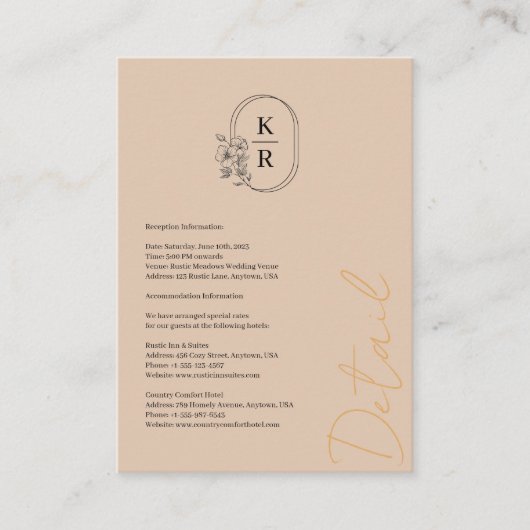 Rustieke bruiloft Details Behuizing Kaart (Voorkant)