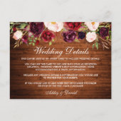 Rustieke bruiloft Details Bourgondië Floral Wood K Briefkaart (Voorkant)