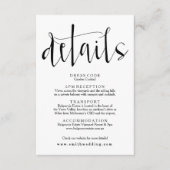 Rustieke bruiloft Details Info Kaart (Voorkant)