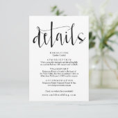 Rustieke bruiloft Details Info Kaart (Staand voorkant)