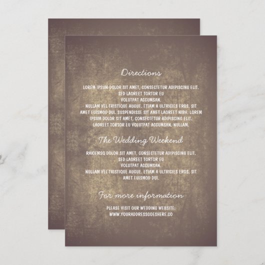 Rustieke bruiloft details informatiekaartje (Voorkant / Achterkant)