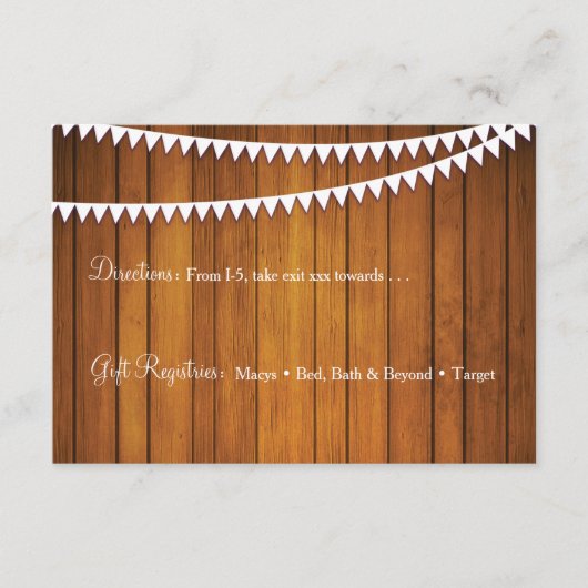 Rustieke bruiloft Details Receptie Kaart (Voorkant)