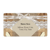 Rustieke bruiloft deur beige witte kant hout jute etiket (Voorkant)